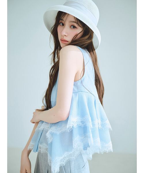 [Можно стирать] Reus hem peplum blouse — перламутровая блуза