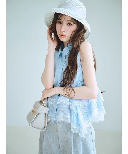 CELFORD(セルフォード)の「【洗える】レースヘムペプラムブラウス(シャツ/ブラウス・レディース・ホワイト/サックスブルー/ネイビー・36/38)」の8枚目の写真