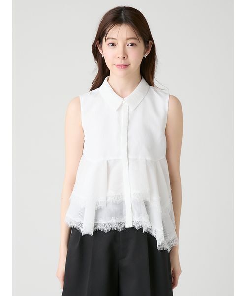 CELFORD(セルフォード)の「【洗える】レースヘムペプラムブラウス(シャツ/ブラウス・レディース・ホワイト/サックスブルー/ネイビー・36/38)」の14枚目の写真