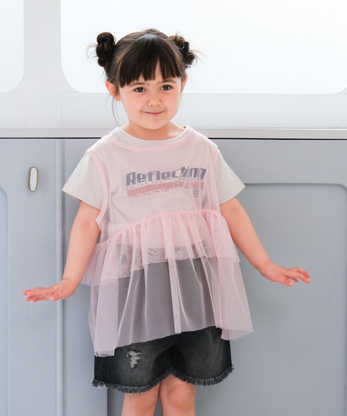LEPSIM(レプシィム)の「【KIDS】チュールセットプリントT 666133(Tシャツ/カットソー・キッズ・ライトピンク/オフホワイト/ブルー・120/130/140)」の1枚目の写真