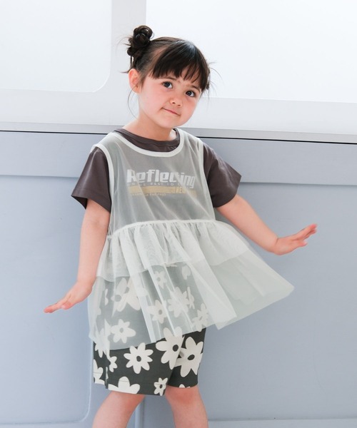 LEPSIM(レプシィム)の「【KIDS】チュールセットプリントT 666133(Tシャツ/カットソー・キッズ・ライトピンク/オフホワイト/ブルー・120/130/140)」の2枚目の写真