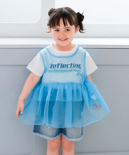 LEPSIM(レプシィム)の「【KIDS】チュールセットプリントT 666133(Tシャツ/カットソー・キッズ・ライトピンク/オフホワイト/ブルー・120/130/140)」の3枚目の写真