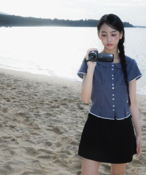 ROSEFRANTZ（ロゼフランツ）の「Round Collar Short Sleeve Blouse [Navy]（シャツ/ブラウス・レディース・ネイビー・SMALL/MEDIUM）」の3枚目の写真