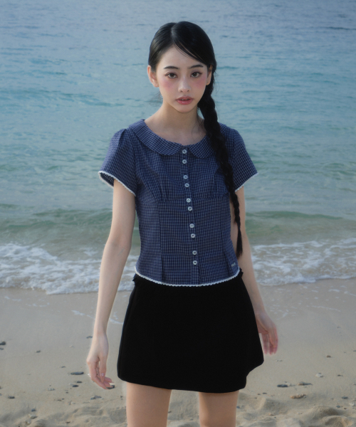 ROSEFRANTZ（ロゼフランツ）の「Round Collar Short Sleeve Blouse [Navy]（シャツ/ブラウス・レディース・ネイビー・SMALL/MEDIUM）」の5枚目の写真