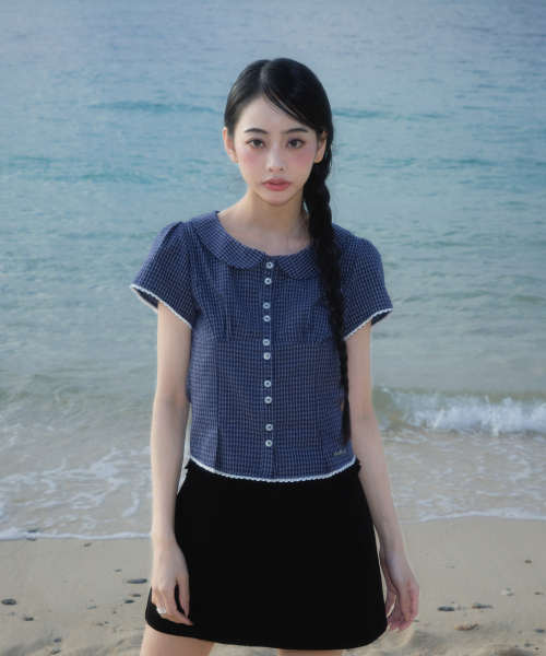 ROSEFRANTZ（ロゼフランツ）の「Round Collar Short Sleeve Blouse [Navy]（シャツ/ブラウス・レディース・ネイビー・SMALL/MEDIUM）」の6枚目の写真
