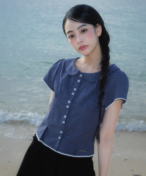 ROSEFRANTZ（ロゼフランツ）の「Round Collar Short Sleeve Blouse [Navy]（シャツ/ブラウス・レディース・ネイビー・SMALL/MEDIUM）」の7枚目の写真
