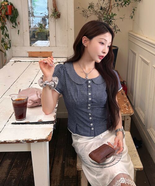 ROSEFRANTZ（ロゼフランツ）の「Round Collar Short Sleeve Blouse [Navy]（シャツ/ブラウス・レディース・ネイビー・SMALL/MEDIUM）」の14枚目の写真