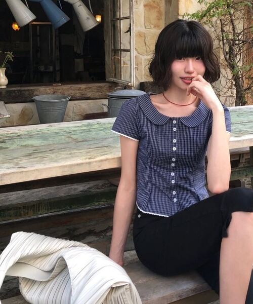ROSEFRANTZ（ロゼフランツ）の「Round Collar Short Sleeve Blouse [Navy]（シャツ/ブラウス・レディース・ネイビー・SMALL/MEDIUM）」の18枚目の写真