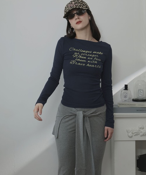 Ulysses(ユリシス)の「メッセージロゴプリントカットソー(Tシャツ/カットソー・レディース・ホワイト/ネイビー・M/S)」の17枚目の写真