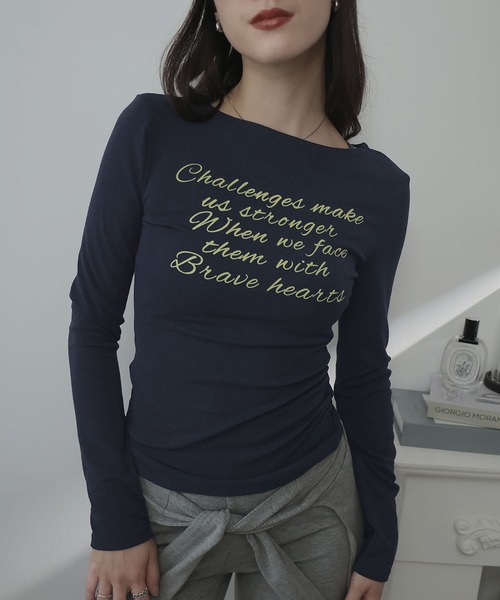 Ulysses(ユリシス)の「メッセージロゴプリントカットソー(Tシャツ/カットソー・レディース・ホワイト/ネイビー・M/S)」の10枚目の写真