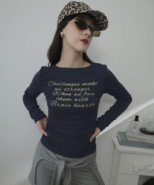 Ulysses(ユリシス)の「メッセージロゴプリントカットソー(Tシャツ/カットソー・レディース・ホワイト/ネイビー・M/S)」の11枚目の写真