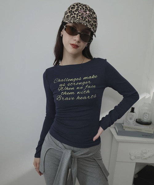 Ulysses(ユリシス)の「メッセージロゴプリントカットソー(Tシャツ/カットソー・レディース・ホワイト/ネイビー・M/S)」の12枚目の写真