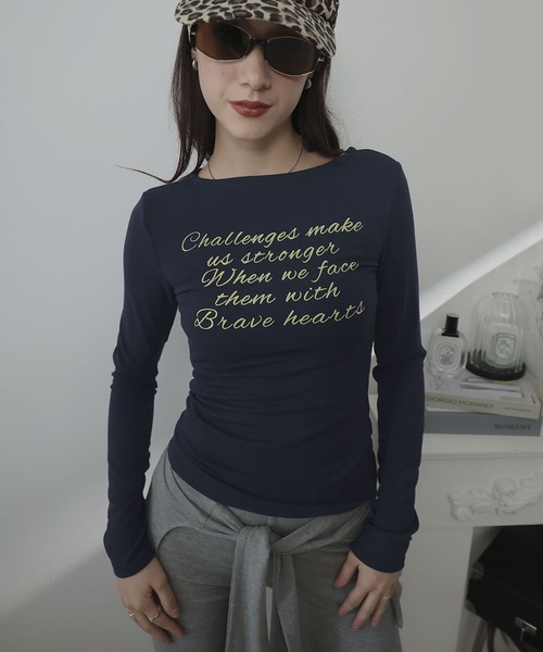 Ulysses(ユリシス)の「メッセージロゴプリントカットソー(Tシャツ/カットソー・レディース・ホワイト/ネイビー・M/S)」の13枚目の写真