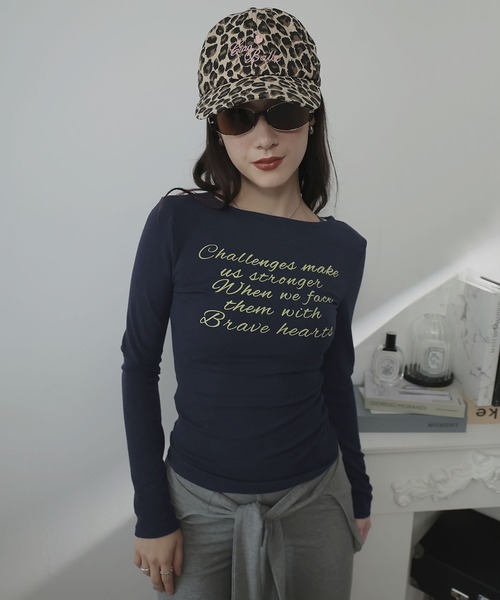 Ulysses(ユリシス)の「メッセージロゴプリントカットソー(Tシャツ/カットソー・レディース・ホワイト/ネイビー・M/S)」の3枚目の写真