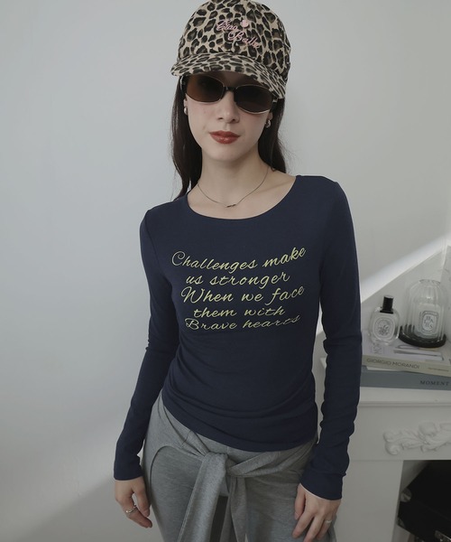 Ulysses(ユリシス)の「メッセージロゴプリントカットソー(Tシャツ/カットソー・レディース・ホワイト/ネイビー・M/S)」の4枚目の写真