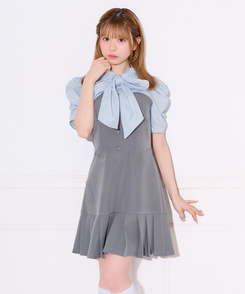 apres jour(アプレジュール)の「【2WAY】配色ボウタイシャツドッキングミニワンピース(ワンピース・レディース・ブルー系その他/ピンク系その他・SMALL/MEDIUM/X-LARGE)」の1枚目の写真