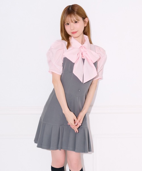 apres jour(アプレジュール)の「【2WAY】配色ボウタイシャツドッキングミニワンピース(ワンピース・レディース・ブルー系その他/ピンク系その他・SMALL/MEDIUM/X-LARGE)」の2枚目の写真