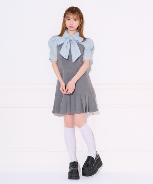 apres jour(アプレジュール)の「【2WAY】配色ボウタイシャツドッキングミニワンピース(ワンピース・レディース・ブルー系その他/ピンク系その他・SMALL/MEDIUM/X-LARGE)」の6枚目の写真