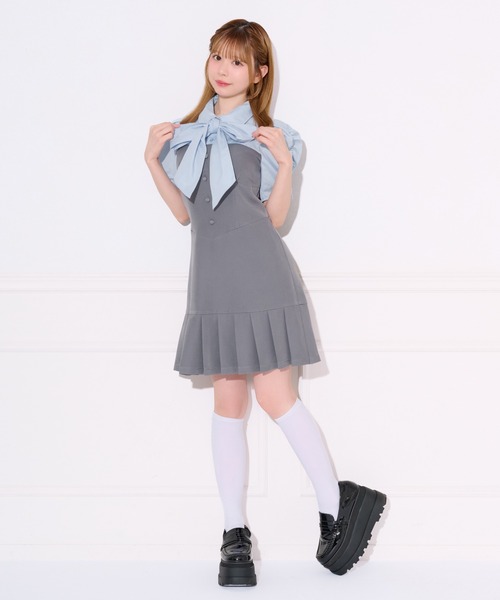 apres jour(アプレジュール)の「【2WAY】配色ボウタイシャツドッキングミニワンピース(ワンピース・レディース・ブルー系その他/ピンク系その他・SMALL/MEDIUM/X-LARGE)」の7枚目の写真