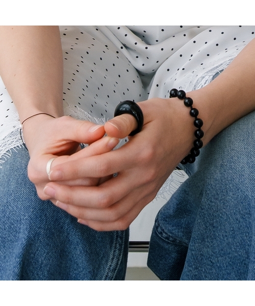 LOVE ME MONSTER(ラブミーモンスター)の「Bold Dome Formica Ring_2COL (L261MRI010)(リング・レディース・ブラック/ホワイト・FREE)」の1枚目の写真