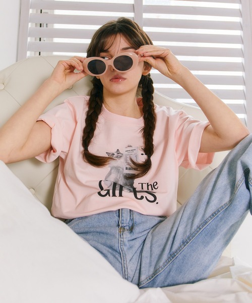 mieya mieya(ミーヤミーヤ)の「【mieya mieya】"The Girls" CHATON Tシャツ/ザ・ガールズシャトンティーシャツ(Tシャツ/カットソー・レディース・ピンク・FREE)」の2枚目の写真