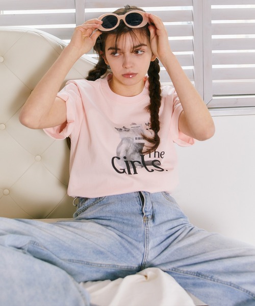 mieya mieya(ミーヤミーヤ)の「【mieya mieya】"The Girls" CHATON Tシャツ/ザ・ガールズシャトンティーシャツ(Tシャツ/カットソー・レディース・ピンク・FREE)」の6枚目の写真