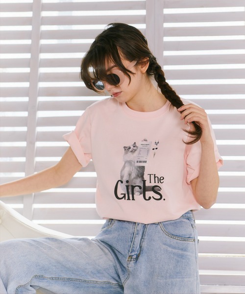 mieya mieya(ミーヤミーヤ)の「【mieya mieya】"The Girls" CHATON Tシャツ/ザ・ガールズシャトンティーシャツ(Tシャツ/カットソー・レディース・ピンク・FREE)」の7枚目の写真