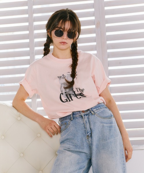 mieya mieya(ミーヤミーヤ)の「【mieya mieya】"The Girls" CHATON Tシャツ/ザ・ガールズシャトンティーシャツ(Tシャツ/カットソー・レディース・ピンク・FREE)」の8枚目の写真