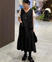 V ネック ノースリーブ マキシワンピース