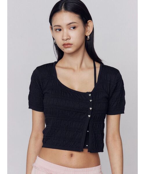 EMODA(エモダ)の「アシンメトリーチョーカーツインニット(ニット/セーター・レディース・ブルー/ブラック/アイボリー・FREE)」の4枚目の写真