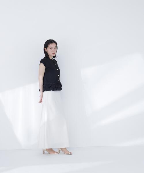 NATURAL BEAUTY BASIC(ナチュラルビューティーベーシック)の「フリルドッキングニットジレ(ベスト・レディース・ブラック/グレー系その他/オフホワイト・フリ-)」の10枚目の写真