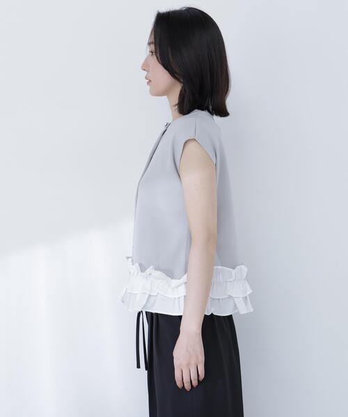 NATURAL BEAUTY BASIC(ナチュラルビューティーベーシック)の「フリルドッキングニットジレ(ベスト・レディース・ブラック/グレー系その他/オフホワイト・フリ-)」の21枚目の写真