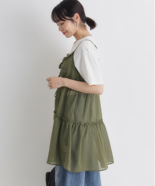 Right-on(ライトオン)の「HONEYSUCKLE ROSE(ハニーサックルローズ)2WAYリボンキャミソール(ベスト・レディース・ホワイト/ブラック/カーキブラウン・L/M)」の11枚目の写真