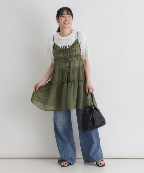 Right-on(ライトオン)の「HONEYSUCKLE ROSE(ハニーサックルローズ)2WAYリボンキャミソール(ベスト・レディース・ホワイト/ブラック/カーキブラウン・L/M)」の13枚目の写真