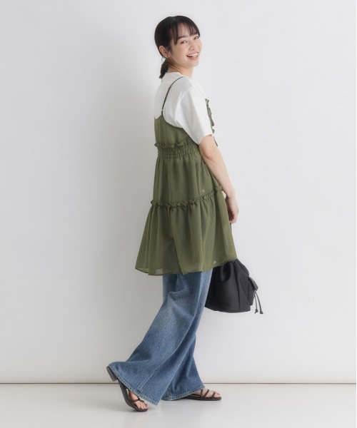 Right-on(ライトオン)の「HONEYSUCKLE ROSE(ハニーサックルローズ)2WAYリボンキャミソール(ベスト・レディース・ホワイト/ブラック/カーキブラウン・L/M)」の14枚目の写真