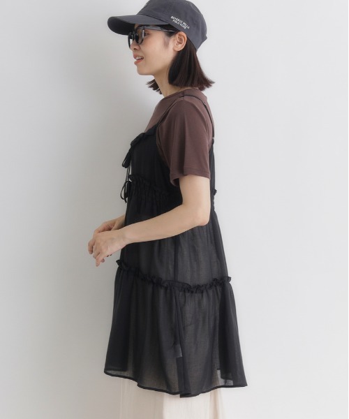 Right-on(ライトオン)の「HONEYSUCKLE ROSE(ハニーサックルローズ)2WAYリボンキャミソール(ベスト・レディース・ホワイト/ブラック/カーキブラウン・L/M)」の6枚目の写真