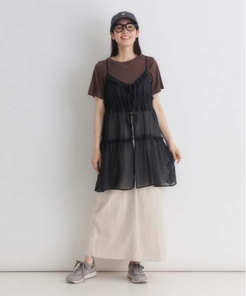 Right-on(ライトオン)の「HONEYSUCKLE ROSE(ハニーサックルローズ)2WAYリボンキャミソール(ベスト・レディース・ホワイト/ブラック/カーキブラウン・L/M)」の8枚目の写真