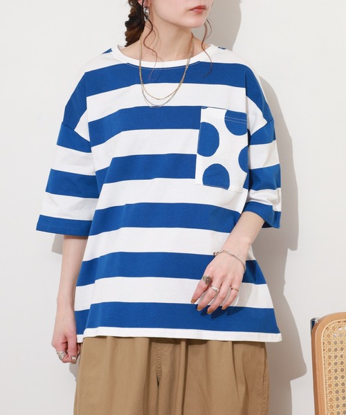 BARNDOOR（バーンドア）の「ボーダー＊ドット T 26SS 半袖（Tシャツ/カットソー・レディース・ブルー/レッド/ブラック・FREE）」の3枚目の写真