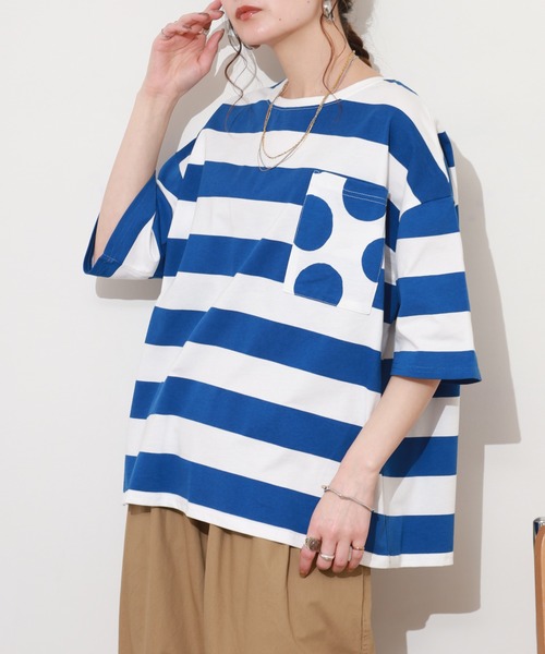 BARNDOOR（バーンドア）の「ボーダー＊ドット T 26SS 半袖（Tシャツ/カットソー・レディース・ブルー/レッド/ブラック・FREE）」の17枚目の写真