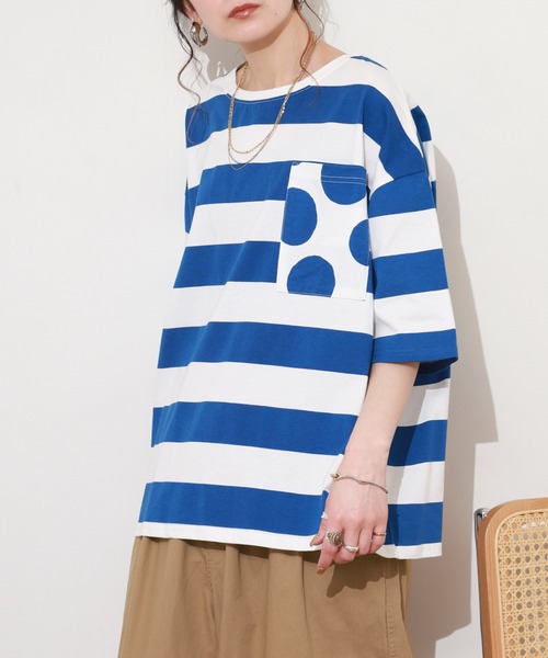 BARNDOOR（バーンドア）の「ボーダー＊ドット T 26SS 半袖（Tシャツ/カットソー・レディース・ブルー/レッド/ブラック・FREE）」の18枚目の写真