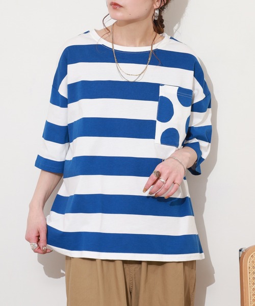 BARNDOOR（バーンドア）の「ボーダー＊ドット T 26SS 半袖（Tシャツ/カットソー・レディース・ブルー/レッド/ブラック・FREE）」の19枚目の写真