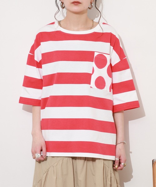 BARNDOOR（バーンドア）の「ボーダー＊ドット T 26SS 半袖（Tシャツ/カットソー・レディース・ブルー/レッド/ブラック・FREE）」の4枚目の写真