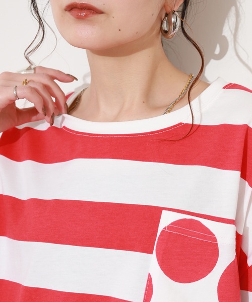 BARNDOOR（バーンドア）の「ボーダー＊ドット T 26SS 半袖（Tシャツ/カットソー・レディース・ブルー/レッド/ブラック・FREE）」の6枚目の写真