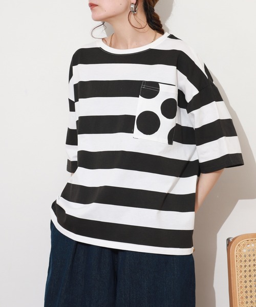 BARNDOOR（バーンドア）の「ボーダー＊ドット T 26SS 半袖（Tシャツ/カットソー・レディース・ブルー/レッド/ブラック・FREE）」の10枚目の写真