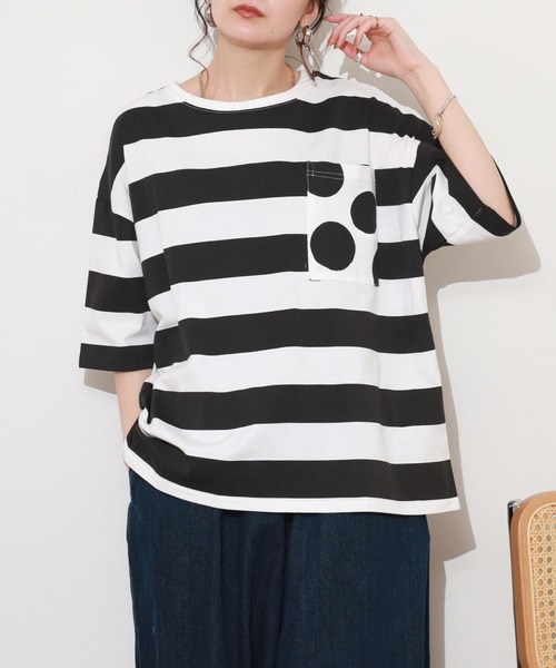 BARNDOOR（バーンドア）の「ボーダー＊ドット T 26SS 半袖（Tシャツ/カットソー・レディース・ブルー/レッド/ブラック・FREE）」の11枚目の写真