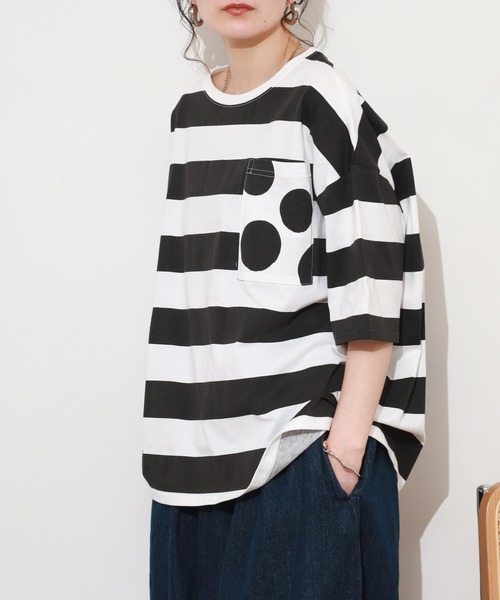 BARNDOOR（バーンドア）の「ボーダー＊ドット T 26SS 半袖（Tシャツ/カットソー・レディース・ブルー/レッド/ブラック・FREE）」の12枚目の写真