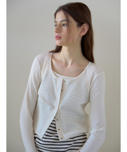 UNNOUT(アナウト)の「SOFT RIB JERSEY CARDIGAN CREAM(カーディガン/ボレロ・レディース・その他・FREE)」の1枚目の写真