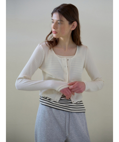 UNNOUT(アナウト)の「SOFT RIB JERSEY CARDIGAN CREAM(カーディガン/ボレロ・レディース・その他・FREE)」の4枚目の写真