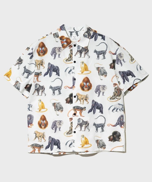 Revo.(レボ)の「Revo./レヴォ モンキーパターン SSシャツ(シャツ/ブラウス・メンズ・ネイビー/ホワイト・LARGE/MEDIUM)」の2枚目の写真