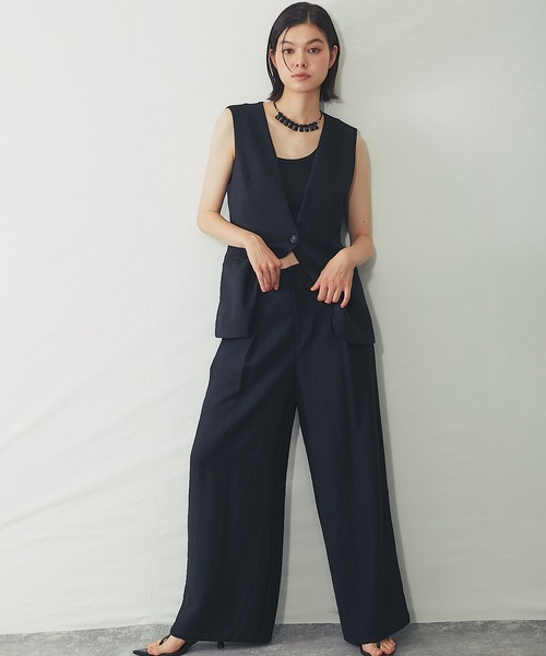 SMILE ORCHID(スマイルオーキッド)の「セットアップ対応リネン混ワイドパンツ(その他パンツ・レディース・ブラック/アイボリー・M)」の16枚目の写真